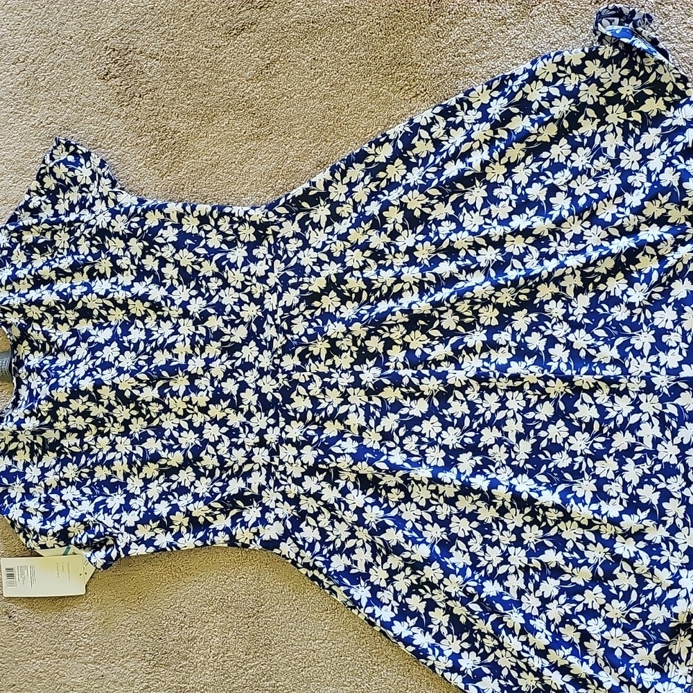 Floral Blue and White Womens  Dress - Picture 5 of 9
